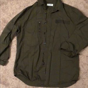 Army green button up